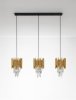 Lampa wisząca złota potrójna klosze kryształowe kształt stożkowy designerska nowoczesna glamour nad stół PELAVRO LE45106 Luces Exclusivas